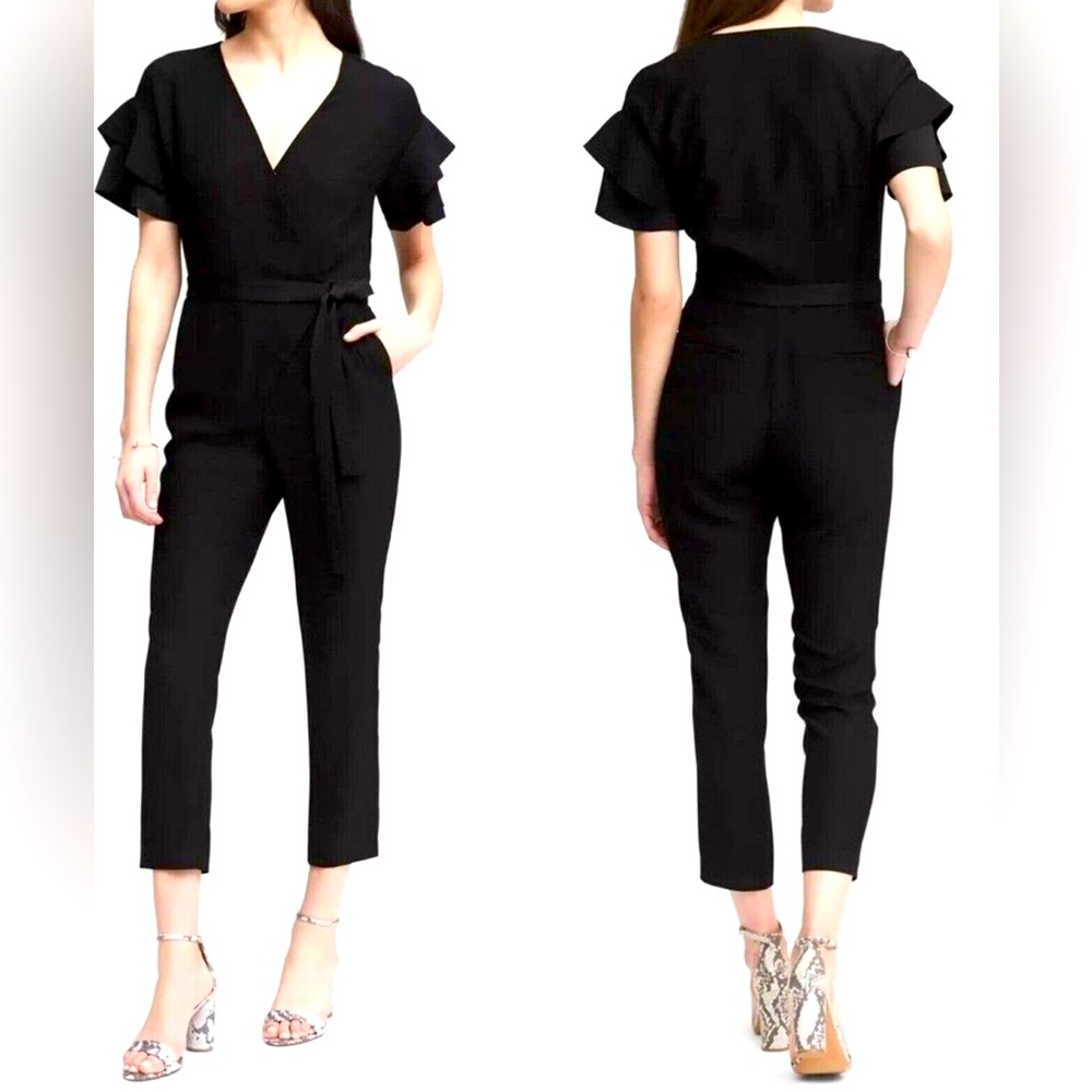 Banana Republic flutter sleeve jumpsuit w/ pockets